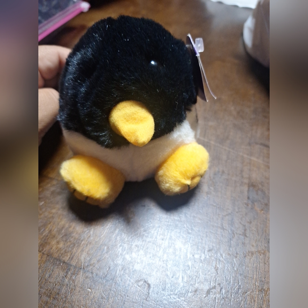 Charming Black and Yellow Penguin Plush Toy for Small Pets